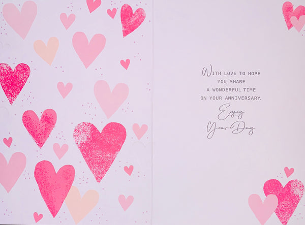 Daughter and Son in law wedding anniversary card - modern hearts