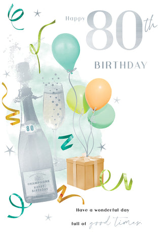 80th birthday card- party celebrations