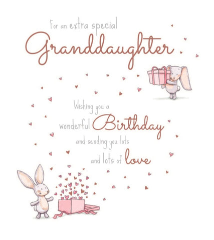 Granddaughter birthday card- cute rabbit