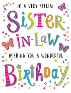 Sister in law birthday card - Dazzles
