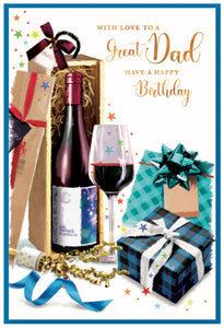 Dad birthday card - wine and gifts