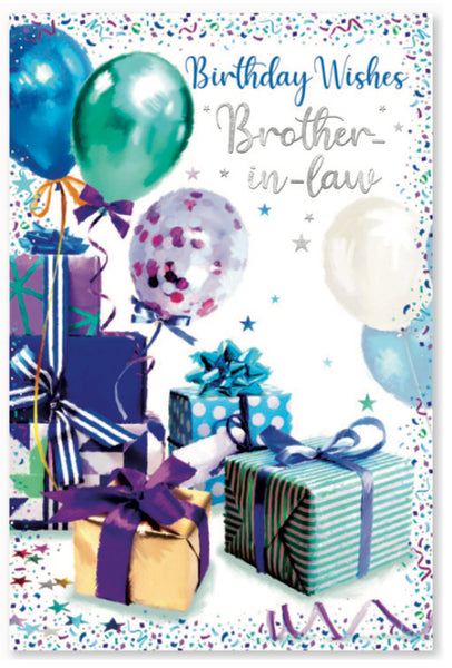 Brother in law birthday card- gifts and balloons