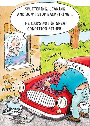 Funny birthday card- car tinker- wrinklies