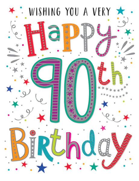90th birthday card- modern text