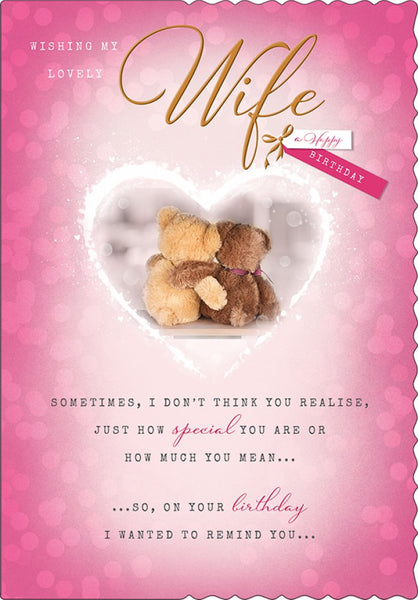 Wife birthday card- cuddling bears