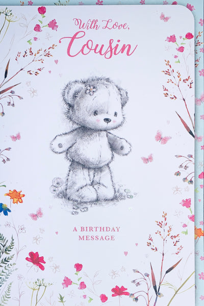 Cousin birthday card - cute bear