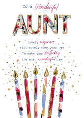 Aunt birthday card- contemporary candles