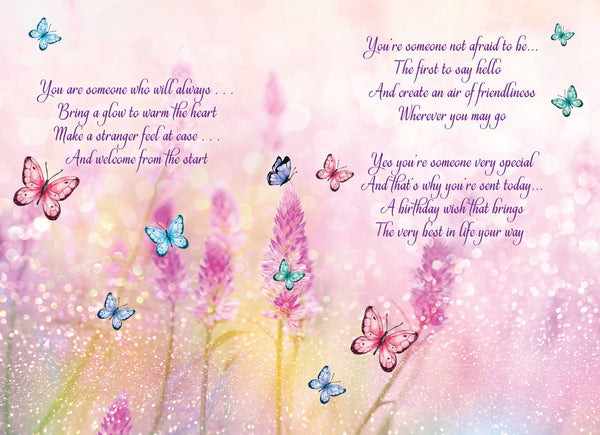 Someone special birthday card flowers long verse