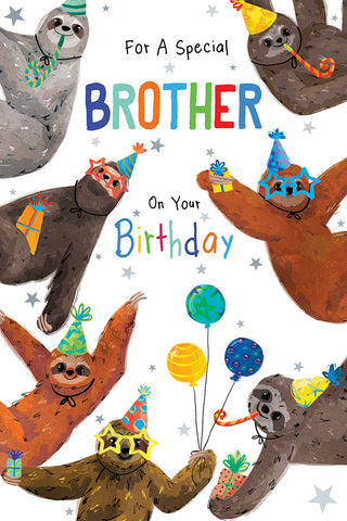 Brother birthday card- cute sloths
