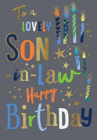 Son in law birthday card- sparkling candles