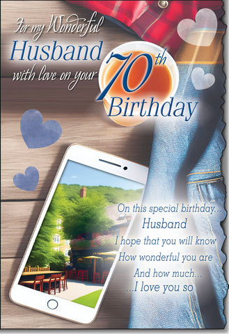 Husband 70th birthday card- sentimental verse