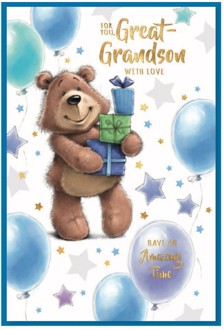 Great-Grandson birthday card - cute bear