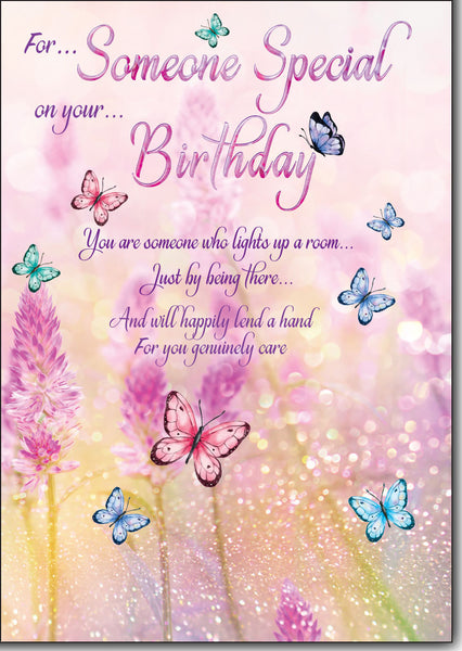 Someone special birthday card flowers long verse