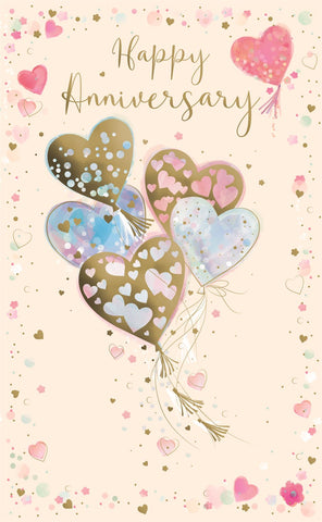Wedding anniversary card - golden hearts