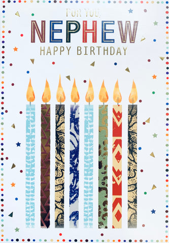 Nephew birthday card - bright candles