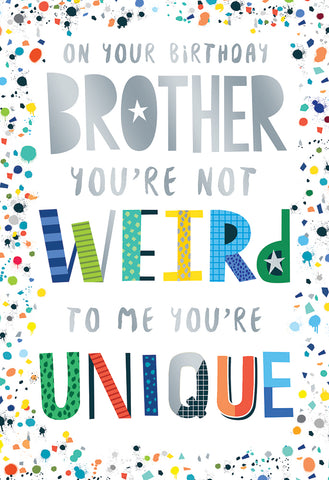Brother birthday card- uniquely funny