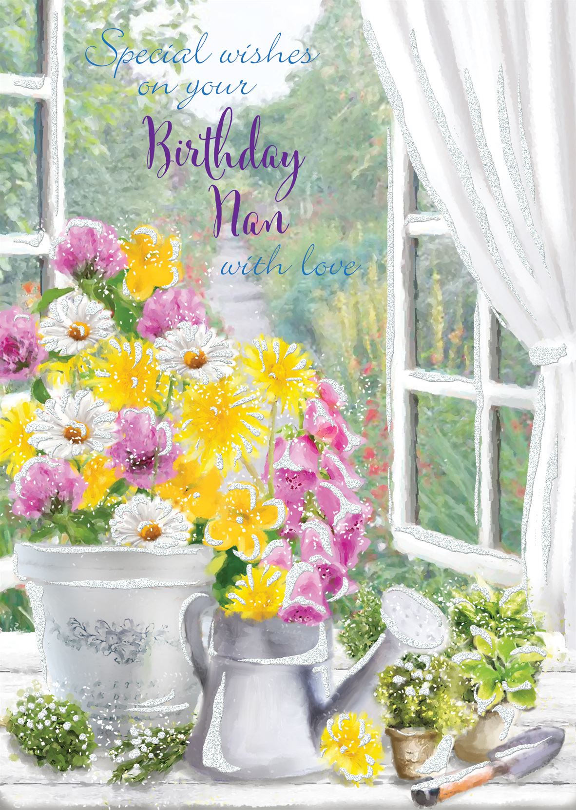 Nan birthday card- flowers