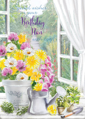Nan birthday card- flowers