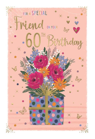 Friend 60th birthday card - birthday flowers
