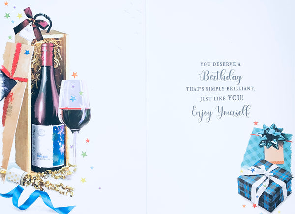 Dad birthday card - wine and gifts