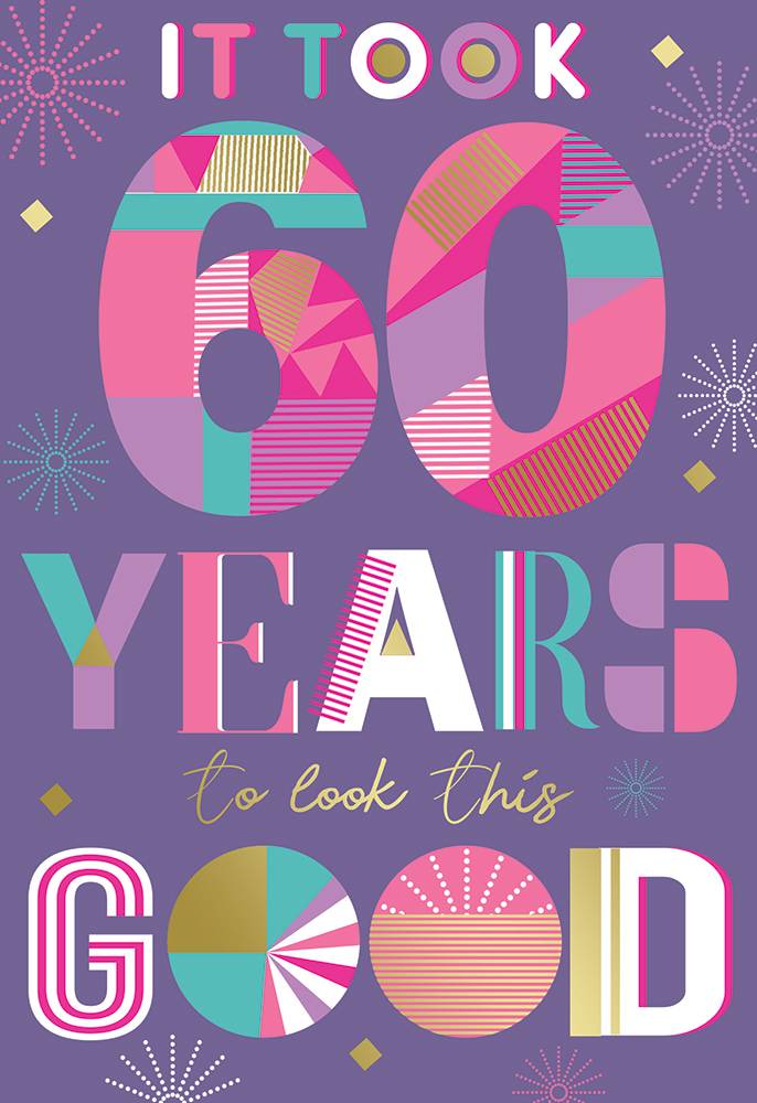 60th birthday card - modern text