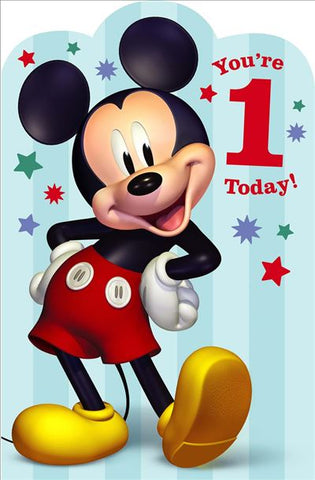 Mickey Mouse age 1 birthday card