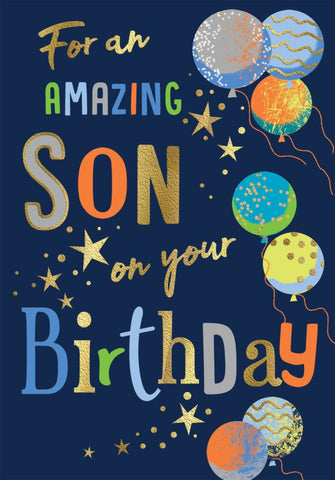 Son birthday card- shiny balloons