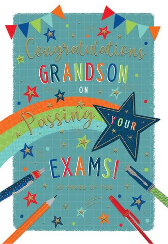 Grandson exam congratulations card