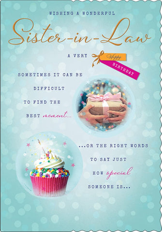 Sister in law birthday card- gift and cupcake