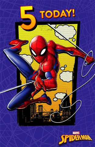 Age 5 Spiderman birthday card