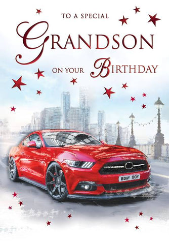 Grandson birthday card - super car