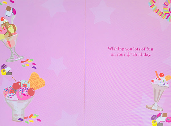 Age 4 birthday card - birthday ice cream