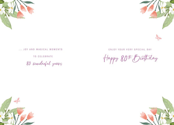 80th birthday card- beautiful flowers