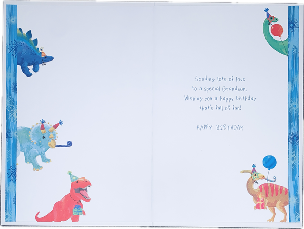 Grandson birthday card - dinosaurs