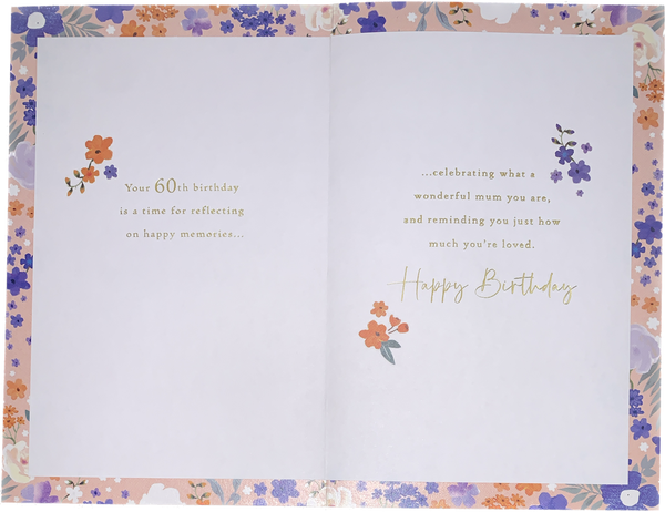 Mum 60th birthday card - flowers