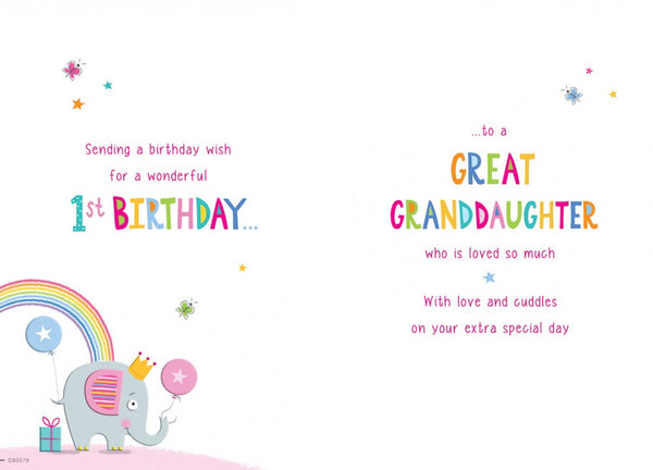 Great-Granddaughter 1st birthday card - cute panda