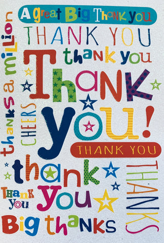 Thank you card colourful text