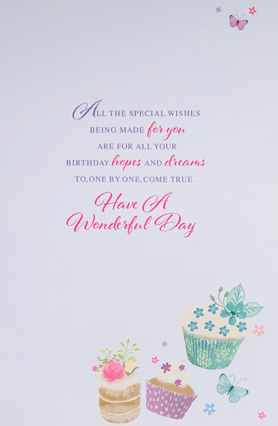 General birthday card for her- cupcakes and butterflies