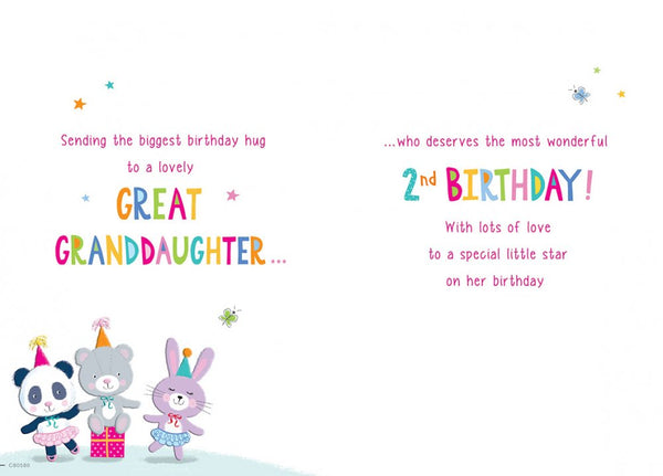 Great-Granddaughter 2nd birthday card - cute bears