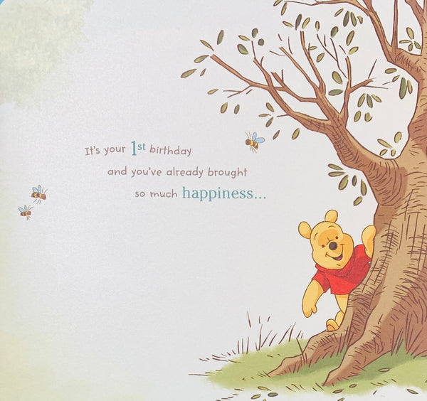 Grandson 1st birthday card- Winnie the Pooh