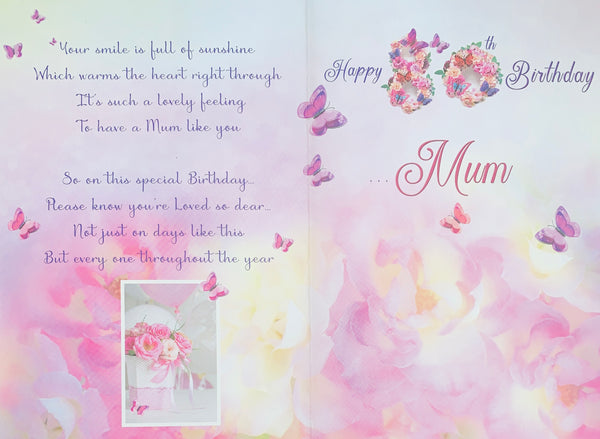 Mum 80th birthday card - beautiful verse