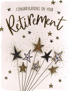 Retirement card stars and sparkles