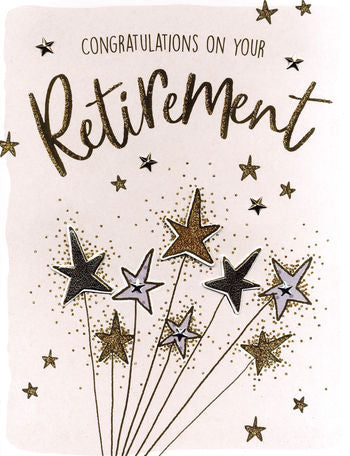Retirement card stars and sparkles