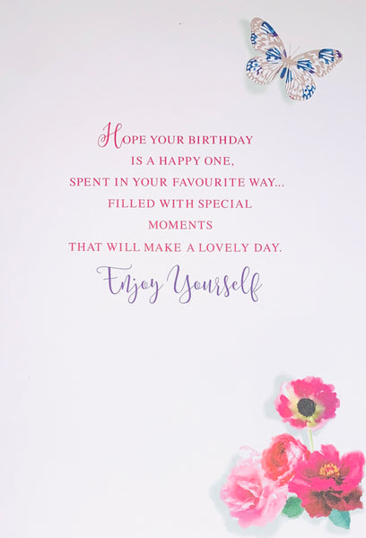 Birthday card for her- flowers and butterflies