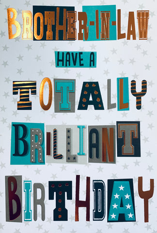 Brother in law birthday card- modern text and stars