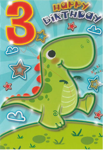 Age 3 birthday card - dinosaur