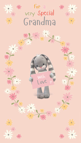 Grandma birthday card- cute Hun bun rabbit