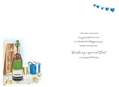 Dad 90th birthday card- birthday champagne