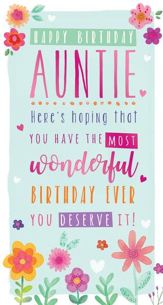 Auntie birthday card - flowers