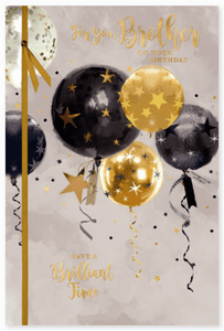 Brother birthday card- balloons and stars